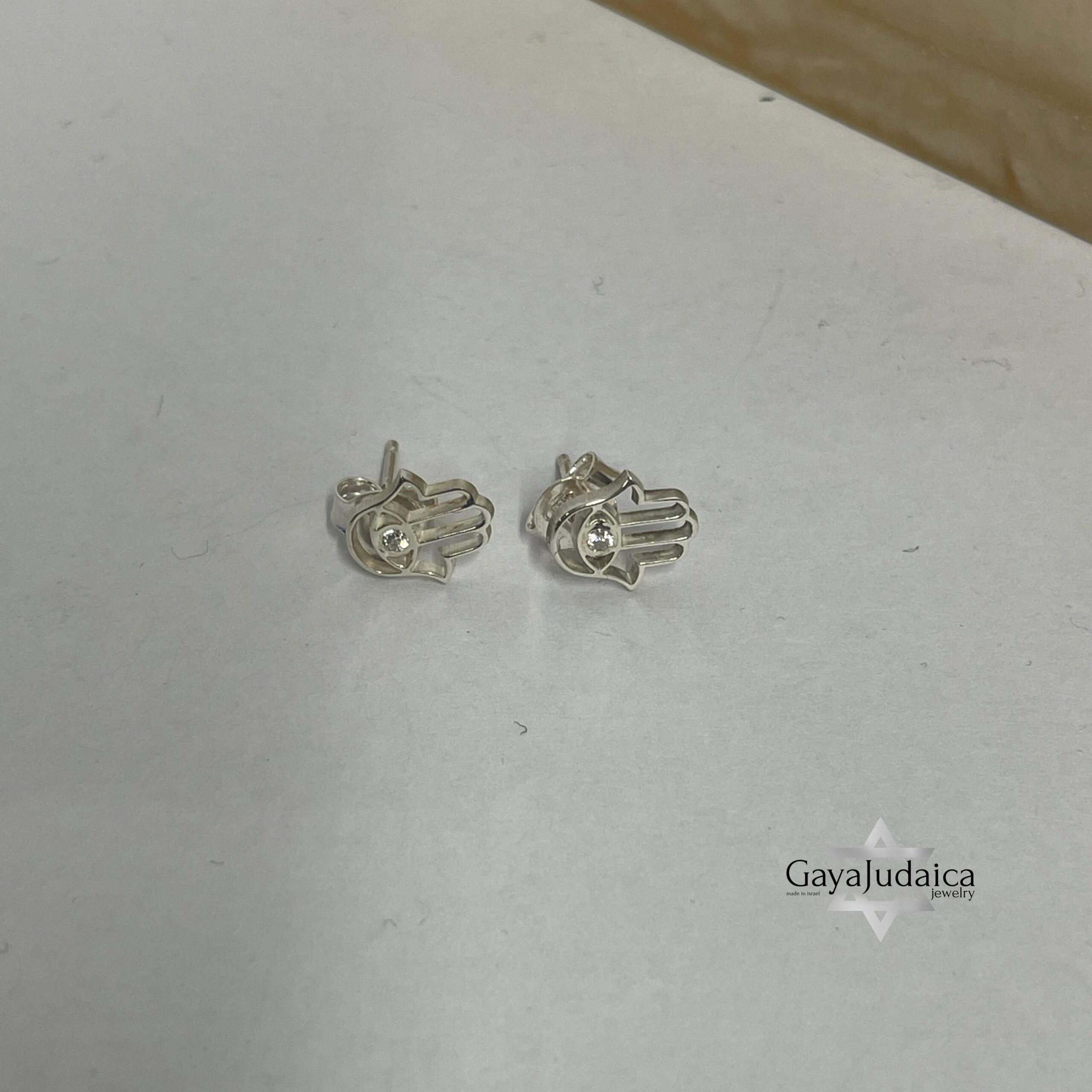 Sterling Silver Hamsa Stud Earrings — Evil Eye Protection, Israeli Judaica Gift Sterling Silver Hamsa Stud Earrings — Evil Eye Protection, Israeli Judaica Gift