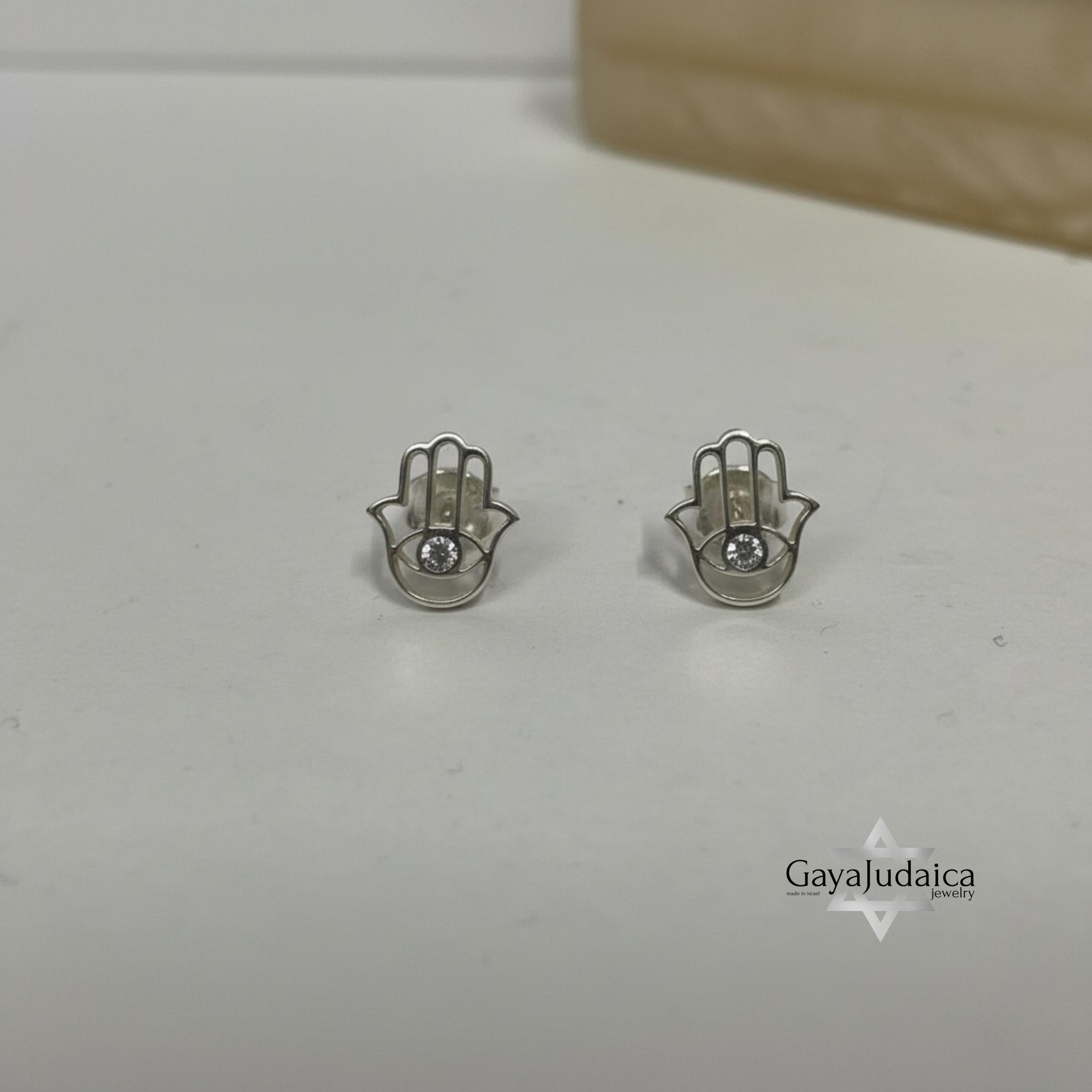 Sterling Silver Hamsa Stud Earrings — Evil Eye Protection, Israeli Judaica Gift Sterling Silver Hamsa Stud Earrings — Evil Eye Protection, Israeli Judaica Gift