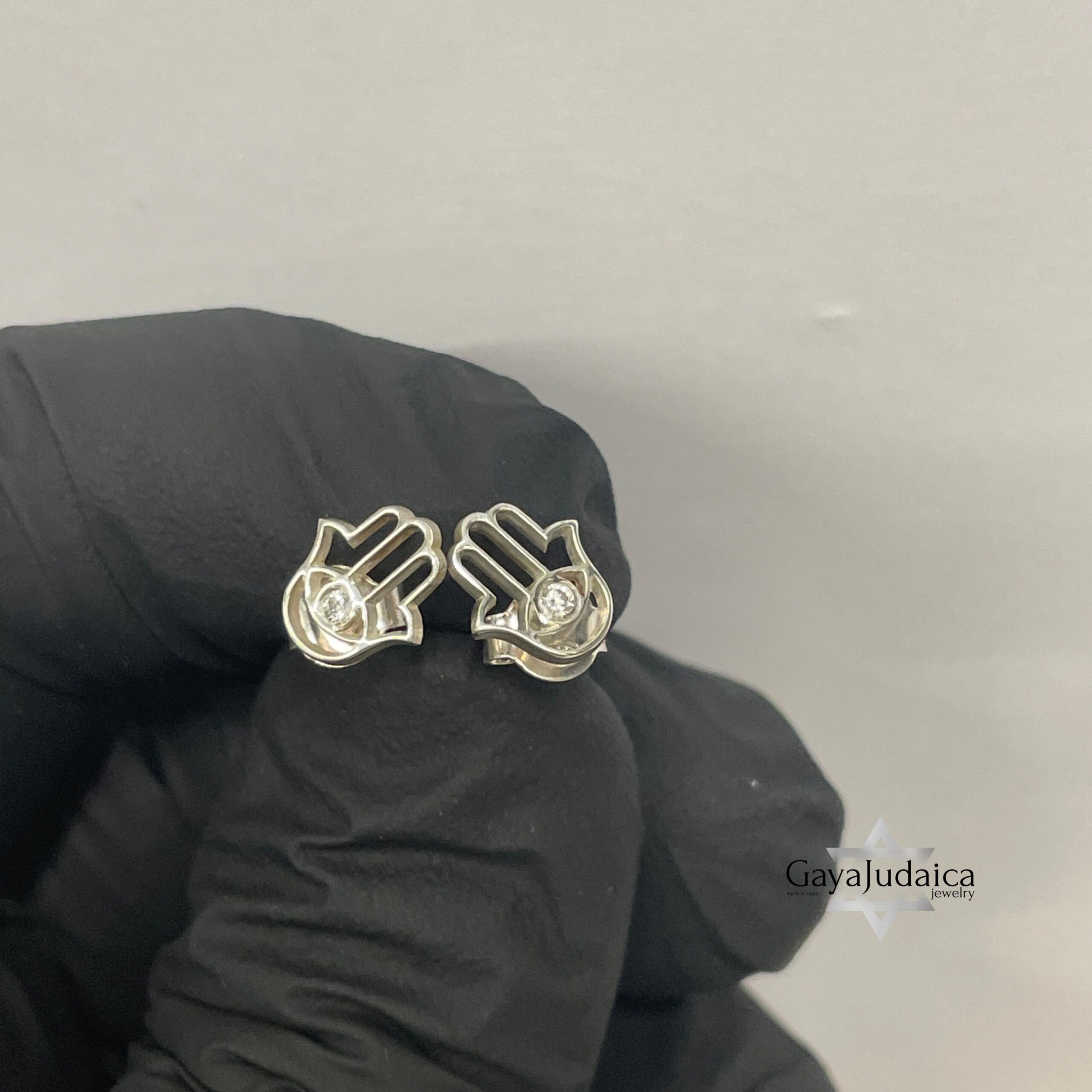 Sterling Silver Hamsa Stud Earrings — Evil Eye Protection, Israeli Judaica Gift Sterling Silver Hamsa Stud Earrings — Evil Eye Protection, Israeli Judaica Gift