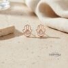Hamsa Stud Earrings — natural light shot, handmade in Israel
