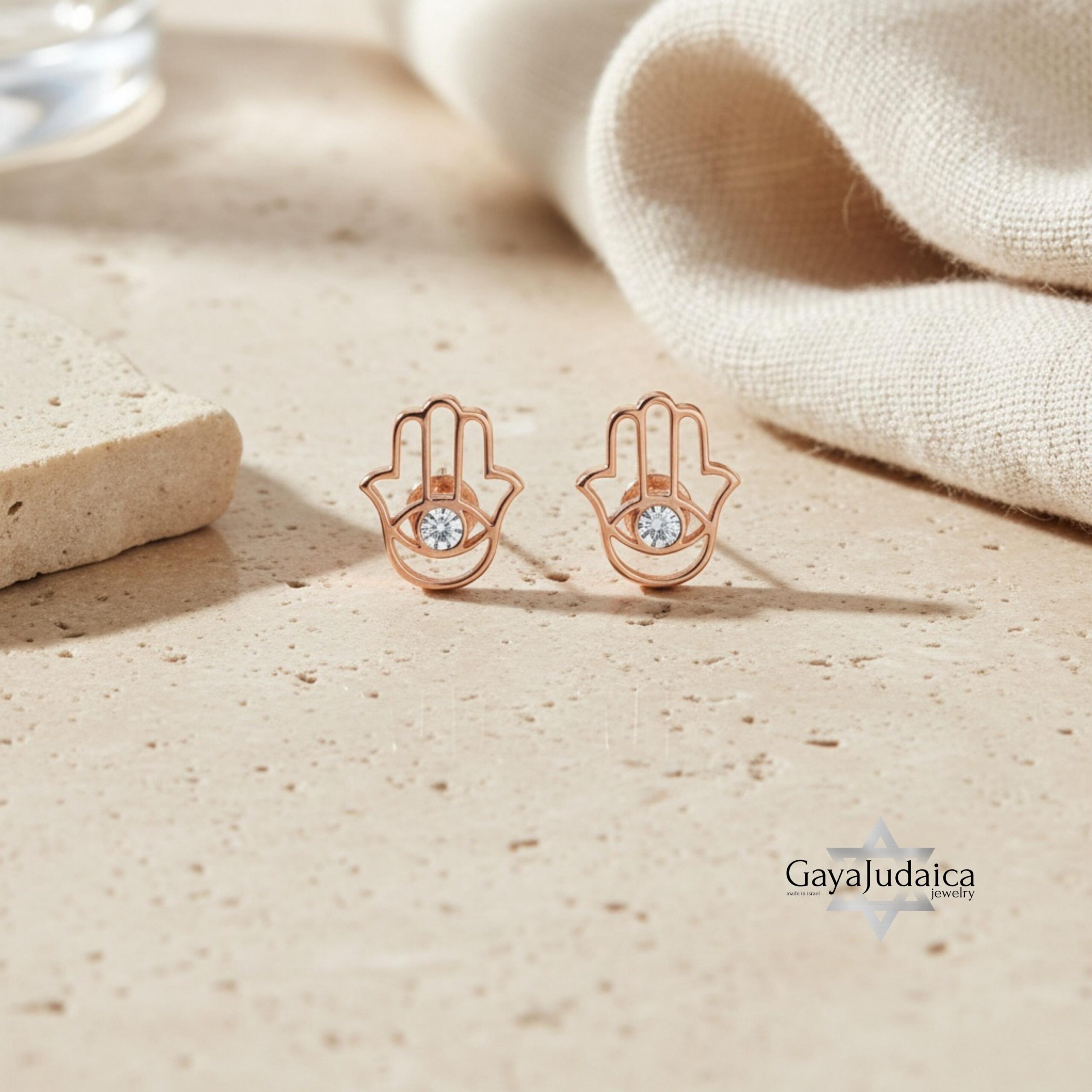Sterling Silver Hamsa Stud Earrings — Evil Eye Protection, Israeli Judaica Gift Sterling Silver Hamsa Stud Earrings — Evil Eye Protection, Israeli Judaica Gift