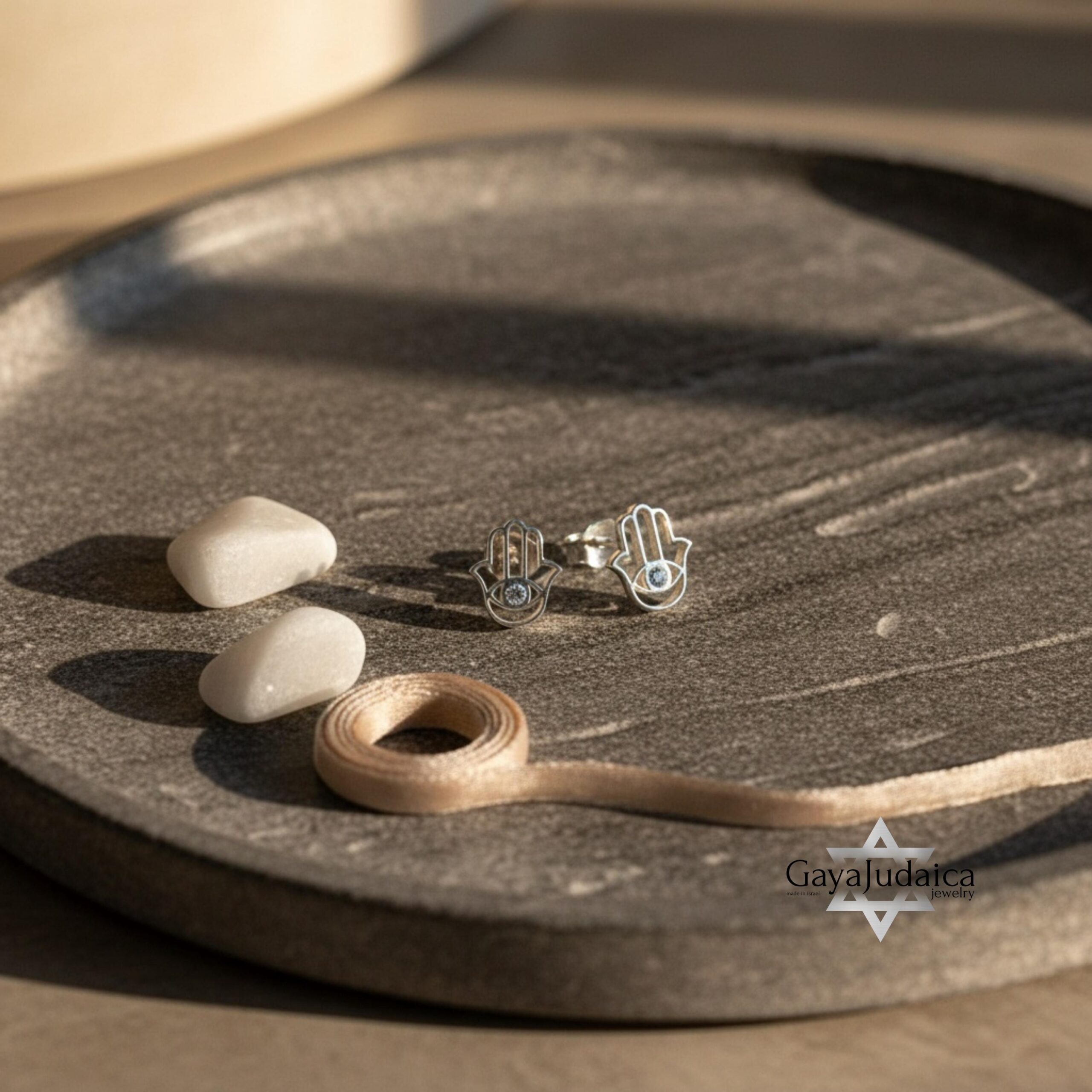 Sterling Silver Hamsa Stud Earrings — Evil Eye Protection, Israeli Judaica Gift Sterling Silver Hamsa Stud Earrings — Evil Eye Protection, Israeli Judaica Gift