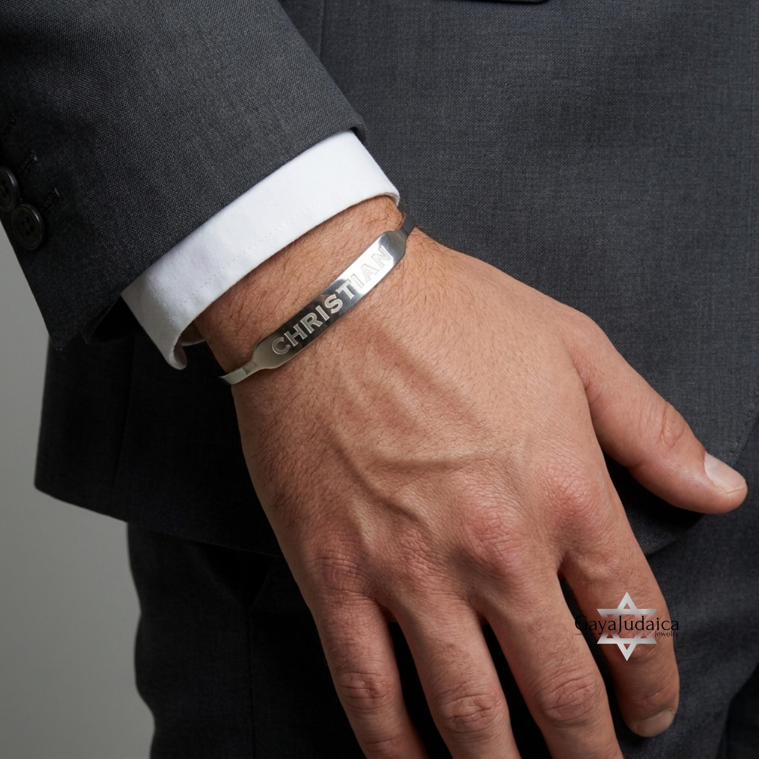 Personalized Sterling Silver Hebrew Cuff Bracelet — Custom Engraved Judaica Personalized Sterling Silver Hebrew Cuff Bracelet — Custom Engraved Judaica