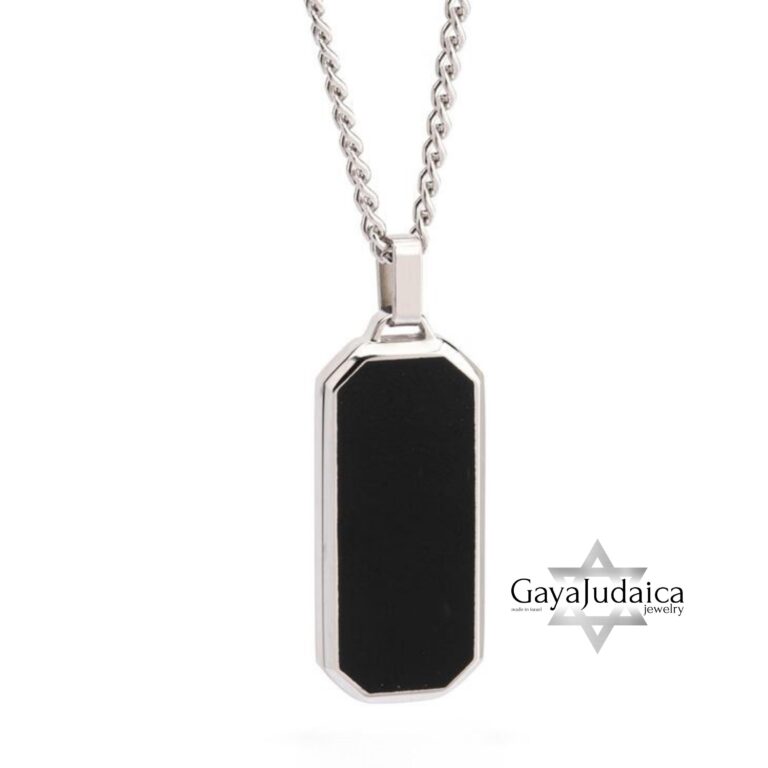 Personalized Hebrew Enamel Tag Necklace — Stainless Steel Secret Message Pendant