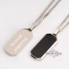 Personalized Hebrew Enamel Tag Necklace Stainless Steel — close-up, handmade in Israel