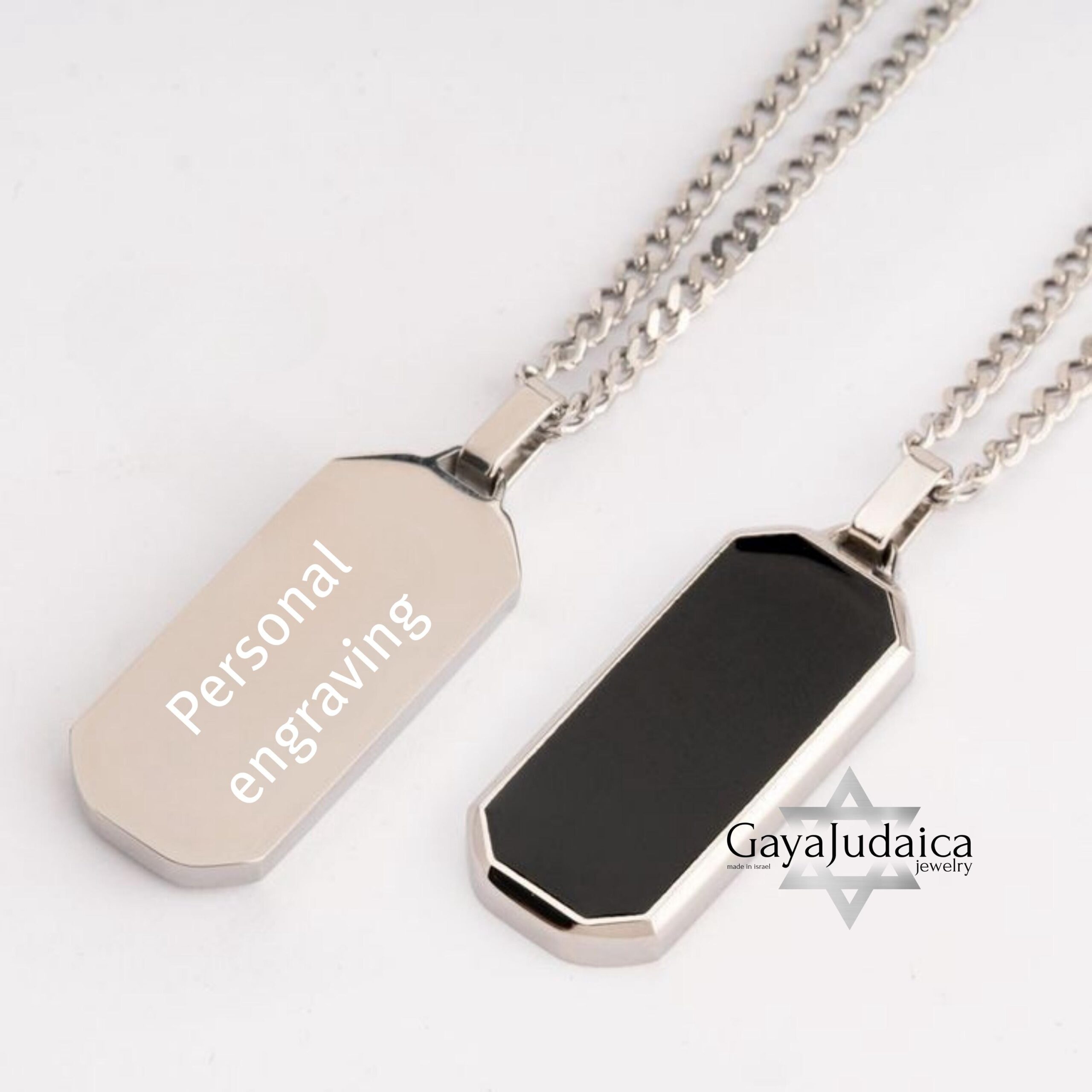 Personalized Hebrew Enamel Tag Necklace — Stainless Steel Secret Message Pendant Personalized Hebrew Enamel Tag Necklace — Stainless Steel Secret Message Pendant