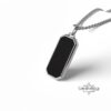 Personalized Hebrew Enamel Tag Necklace Stainless Steel — styled lifestyle, handmade in Israel