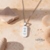 Personalized Hebrew Enamel Tag Necklace Stainless Steel — warm-tone styled, handmade in Israel