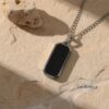 Personalized Hebrew Enamel Tag Necklace Stainless Steel — plate composition, handmade in Israel
