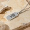 Personalized Hebrew Enamel Tag Necklace Stainless Steel — gift box presentation, handmade in Israel