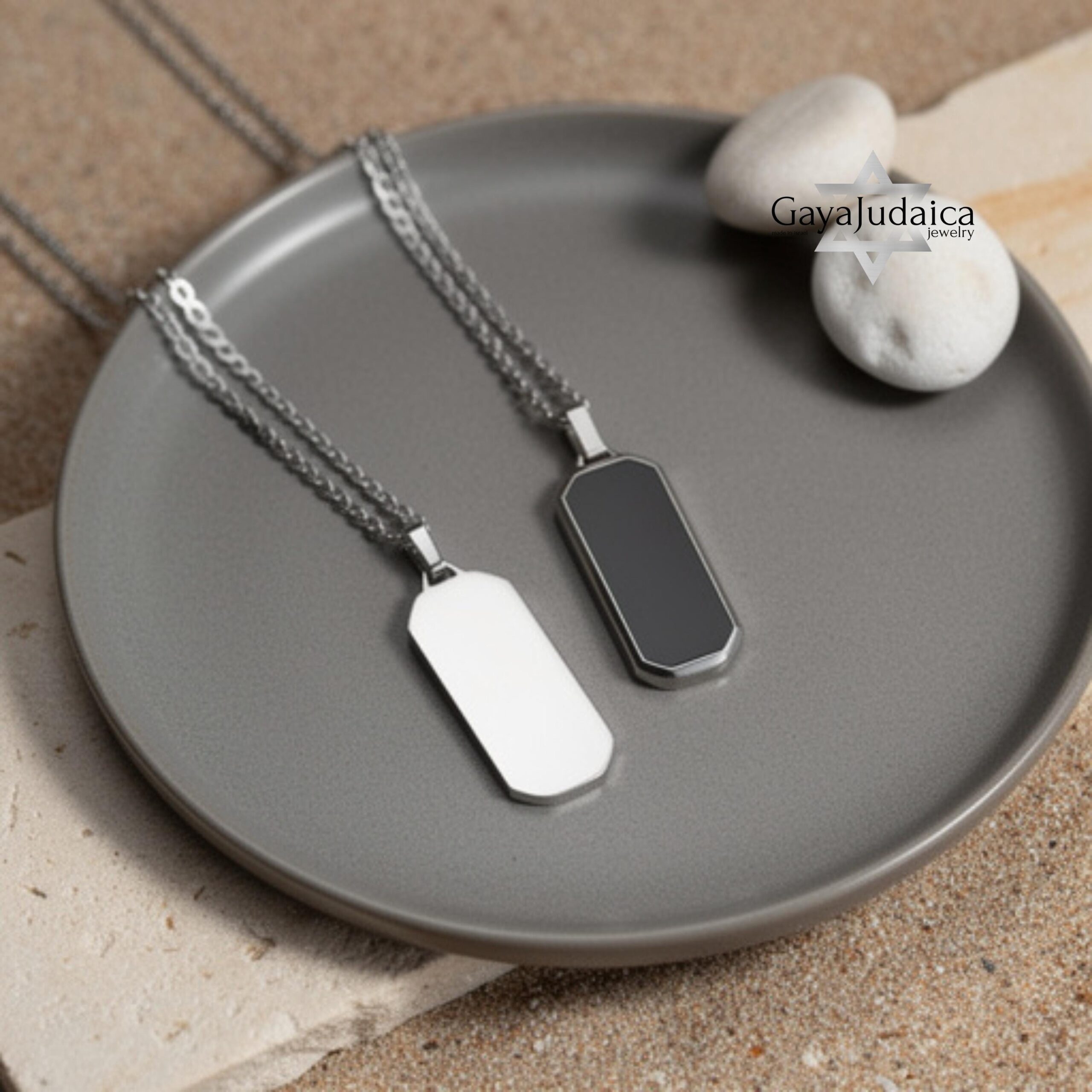 Personalized Hebrew Enamel Tag Necklace — Stainless Steel Secret Message Pendant Personalized Hebrew Enamel Tag Necklace — Stainless Steel Secret Message Pendant