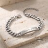 Hebrew Engraved Cuban Link Bracelet Stainless Steel ID Jewelry — main photo, handmade in Israel