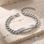Personalized Hebrew Engraved Cuban Link Bracelet — Stainless Steel ID Jewelry