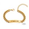 Hebrew Engraved Cuban Link Bracelet Stainless Steel ID Jewelry — close-up, handmade in Israel
