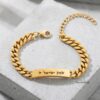 Hebrew Engraved Cuban Link Bracelet Stainless Steel ID Jewelry — additional view, handmade in Israel