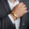 Hebrew Engraved Cuban Link Bracelet Stainless Steel ID Jewelry — staged view, handmade in Israel