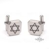 Personalized Hebrew Engraved Cufflinks Stainless Steel — close-up, handmade in Israel