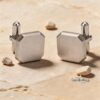 Personalized Hebrew Engraved Cufflinks Stainless Steel — staged view, handmade in Israel