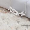 Hebrew Name Butterfly Necklace — detail view, handmade in Israel
