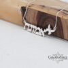 Hebrew Name Butterfly Necklace — alternate angle, handmade in Israel