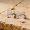 Personalized Hebrew Name Cufflinks Sterling Silver Kotel Design — main photo, handmade in Israel