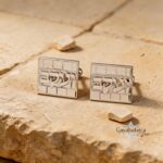 Personalized Hebrew Name Cufflinks — Sterling Silver Kotel Design, Gift for Him