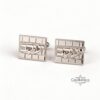 Personalized Hebrew Name Cufflinks Sterling Silver Kotel Design — detail view, handmade in Israel