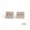 Personalized Hebrew Name Cufflinks Sterling Silver Kotel Design — close-up, handmade in Israel