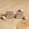 Personalized Hebrew Name Cufflinks Sterling Silver Kotel Design — additional view, handmade in Israel