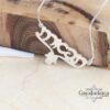 Hebrew Name Necklace Hamsa — close-up, handmade in Israel