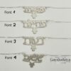 Hebrew Name Necklace Hamsa — alternate angle, handmade in Israel