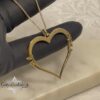 Hebrew Name Heart Pendant Necklace — top-down view, handmade in Israel