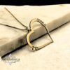 Hebrew Name Heart Pendant Necklace — close-up detail, handmade in Israel