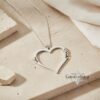 Hebrew Name Heart Pendant Necklace — natural light shot, handmade in Israel