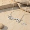 Hebrew Name Infinity Necklace — three finishes side by side, handmade in Israel
