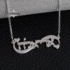 Hebrew Name Infinity Necklace — styled shot, handmade in Israel