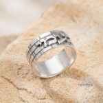 Personalized Hebrew Name Ring — Sterling Silver Jerusalem Wall Band