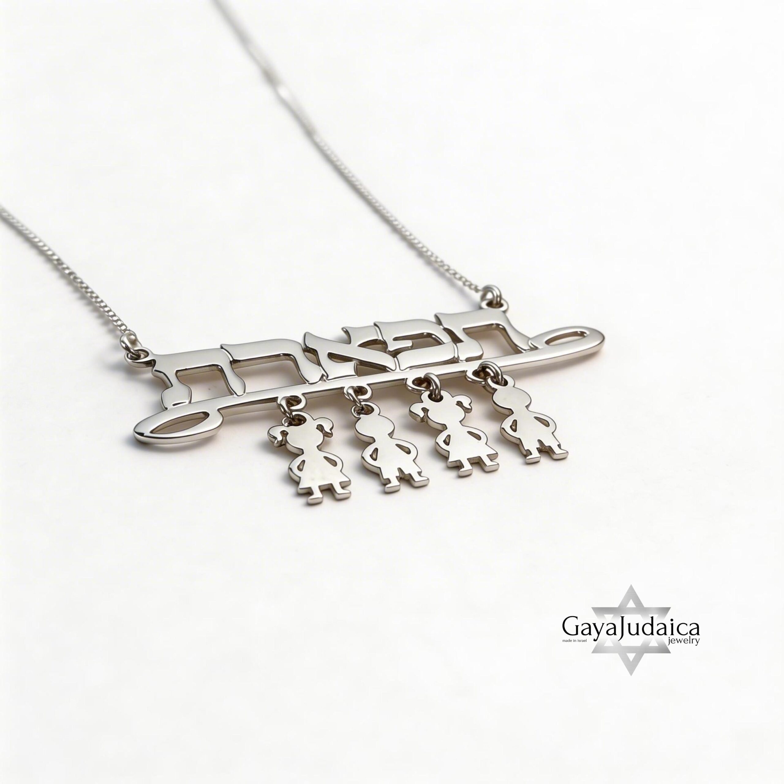 Personalized Hebrew Name Necklace with Baby Charms — Sterling Silver Gift for Mom Personalized Hebrew Name Necklace with Baby Charms — Sterling Silver Gift for Mom