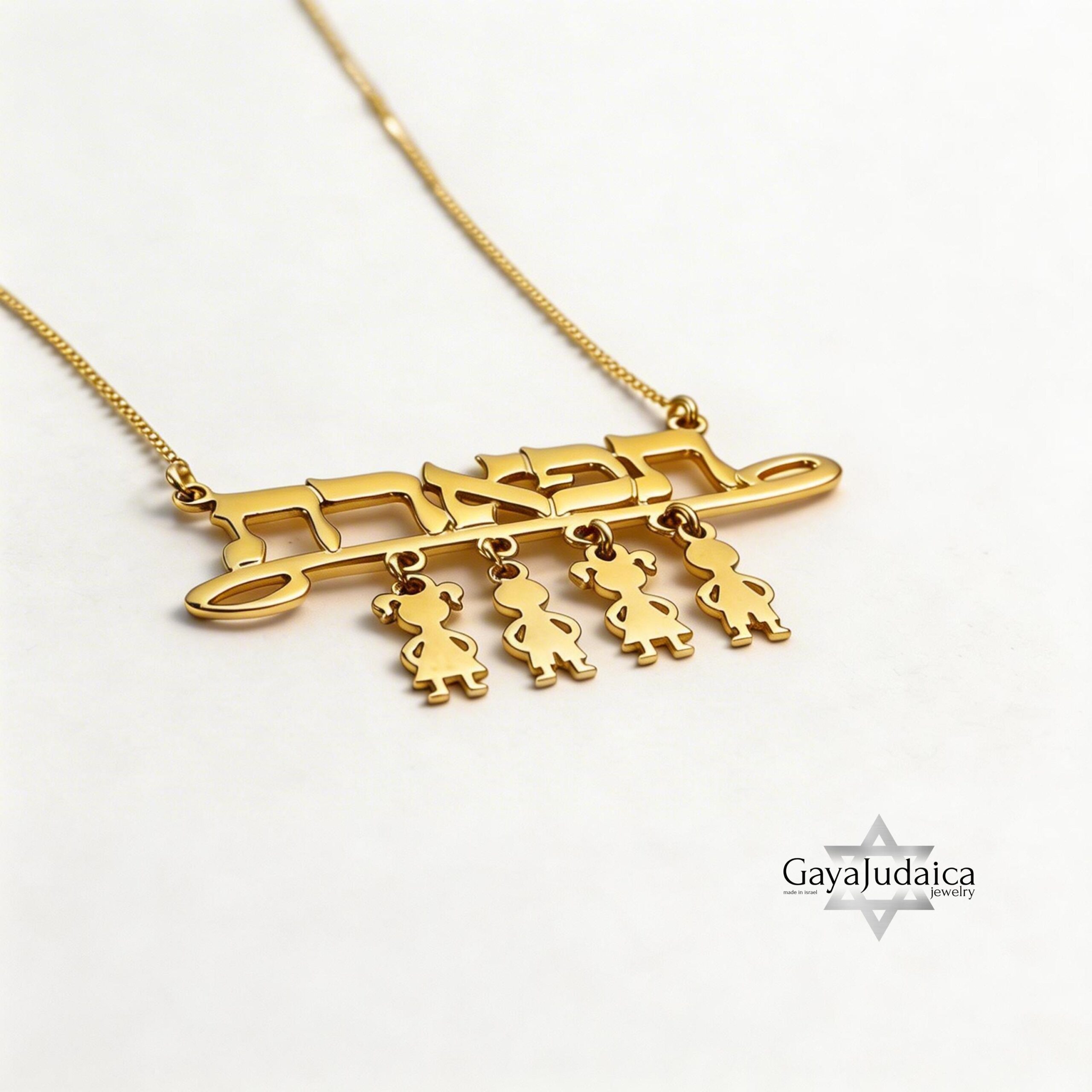 Personalized Hebrew Name Necklace with Baby Charms — Sterling Silver Gift for Mom Personalized Hebrew Name Necklace with Baby Charms — Sterling Silver Gift for Mom