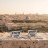 Personalized Hebrew Name Tallit Clips Bar Mitzvah Gift — top-down view, handmade in Israel