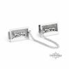 Sterling Silver Hebrew Name Tallit Clips with Jerusalem Design — detail view, handmade in Israel
