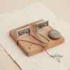 Sterling Silver Hebrew Name Tallit Clips with Jerusalem Design — styled lifestyle, handmade in Israel