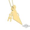 Israel Map Hebrew Name Necklace — detail view, handmade in Israel