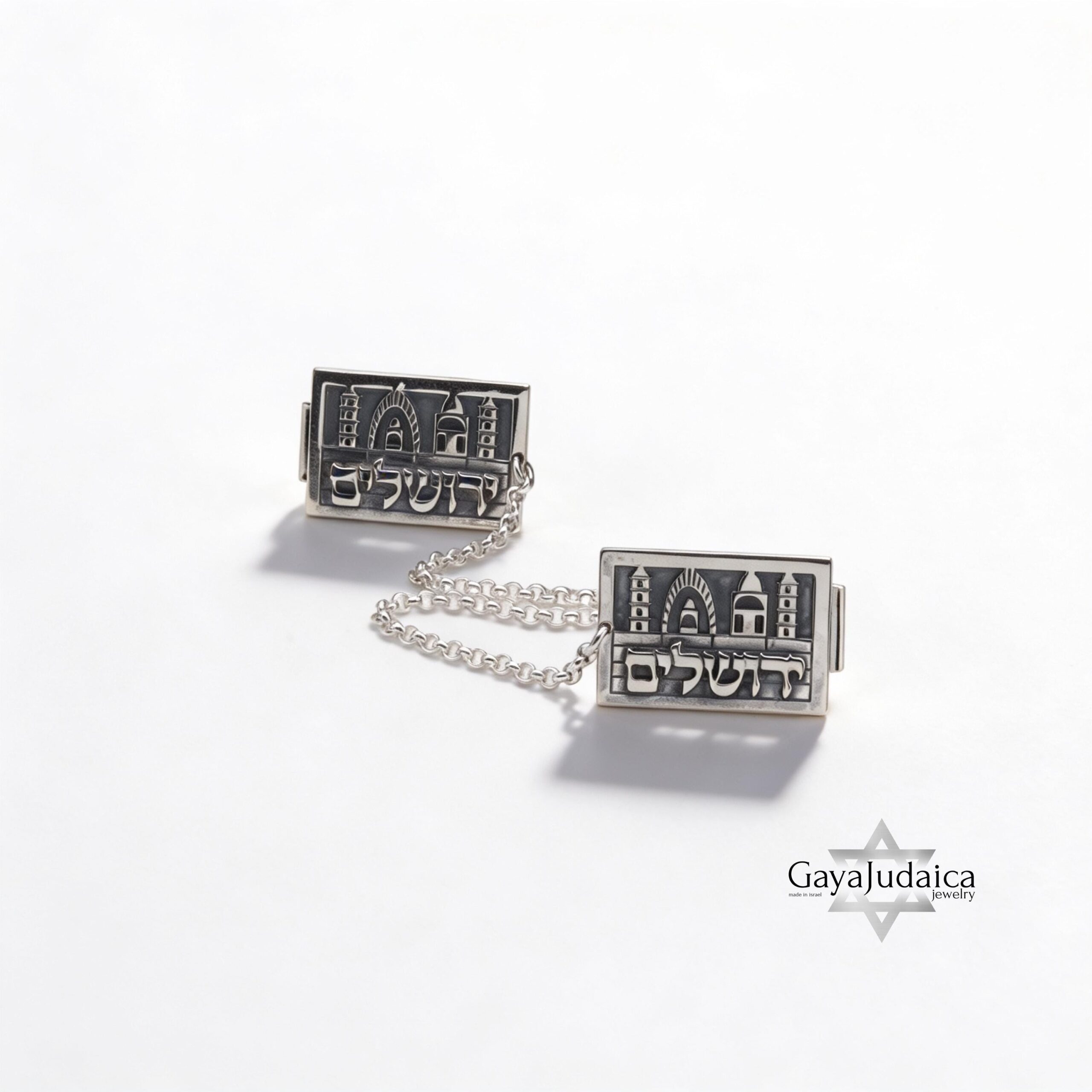 Personalized Jerusalem Tallit Clips — Custom Hebrew Name Prayer Shawl Holder Personalized Jerusalem Tallit Clips — Custom Hebrew Name Prayer Shawl Holder
