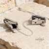 Jerusalem Tallit Clips with Custom Hebrew Engraving — alternate angle, handmade in Israel