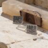 Jerusalem Tallit Clips with Custom Hebrew Engraving — styled lifestyle, handmade in Israel