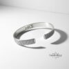 Matte Silver Cuff Bracelet for Men Custom Engraved — detail view, handmade in Israel