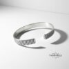 Matte Silver Cuff Bracelet for Men Custom Engraved — close-up, handmade in Israel