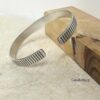 Matte Silver Cuff Bracelet for Men Custom Engraved — close-up detail, handmade in Israel