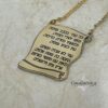 Megillah Pendant Prayer Hebrew Necklace Sterling Silver — close-up, handmade in Israel